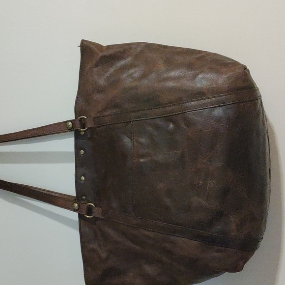 Patricia Nash Benvenuto Chocolate Brown Leather Convertible Tote Stud Purse Xl - Picture 4 of 14